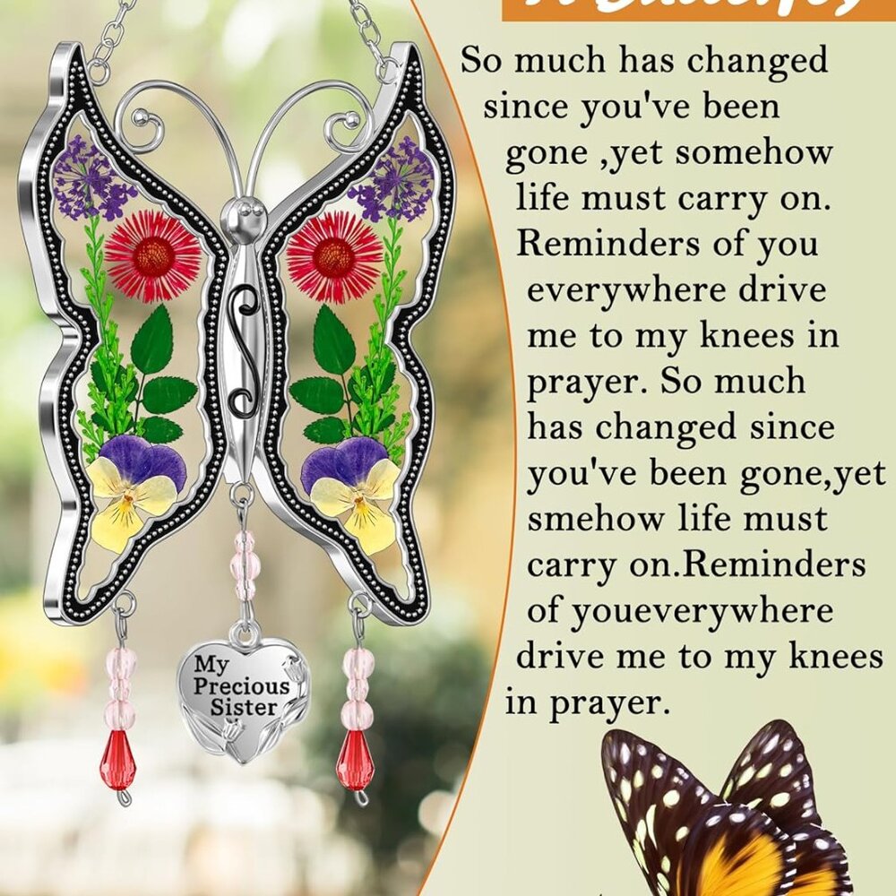 Butterfly Suncatcher Stained Glass Window Hanging Wind Chime X001Y14F7J - Picture 5 of 9